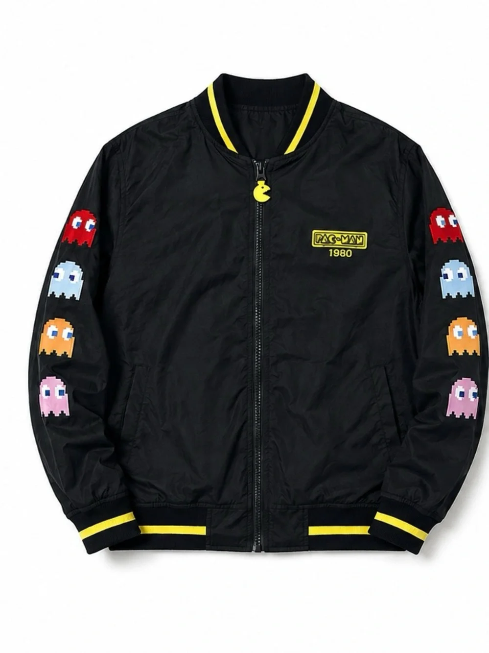 Pac-Man Black Kids Bomber Jacket with pac man Sleeves
